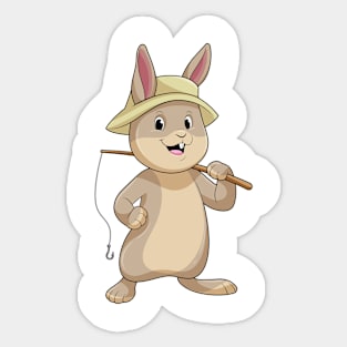 Rabbit as Fisher with Fishing rod Sticker